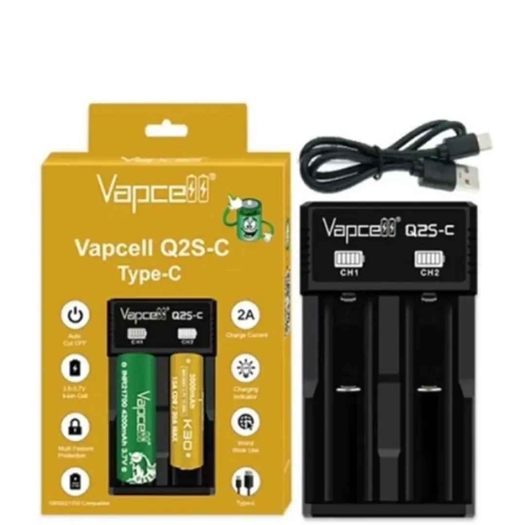 Carregador de Bateria Vape Cigarro Eletrônico - Vapcell- 2 Baterias - Q2S
