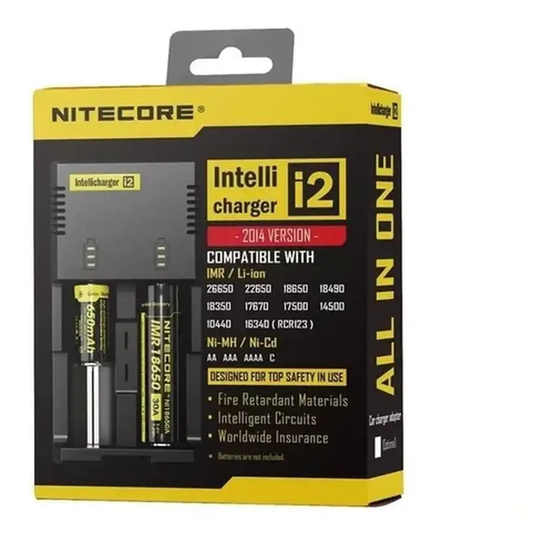 Carregador de Bateria- Nitecore - 2 Baterias - NEW I2