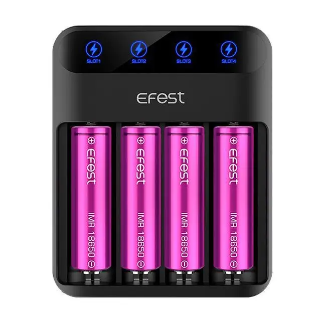 Carregador de Bateria Vape Cigarro Eletrônico - Efest - 4 Baterias - Lush Q4