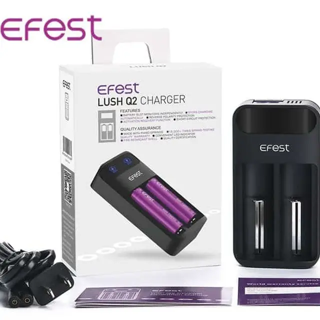 Carregador de Bateria - Efest - 2 Baterias - Lush Q2